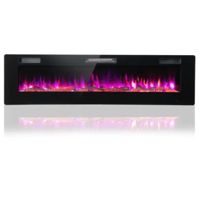 Costway 60 Inches Ultra-thin Electric Fireplace With Remote Control And Timer Function In Black