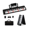 Costway 61-key Foldable Piano Keyboard Full-size Electronic Keyboard With Midi And Split Function-black In Multi