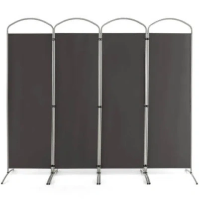 Costway 6.2ft Folding 4-panel Room Divider For Home Office Living Room -gray In Brown