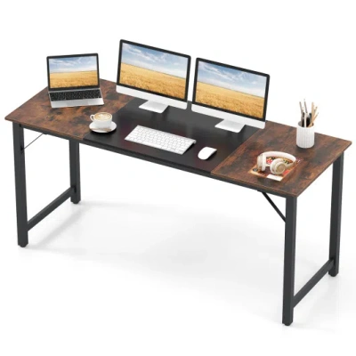 Costway 63 Inch Modern Splice Computer Desk With Heavy Duty Steel Frame In Multi