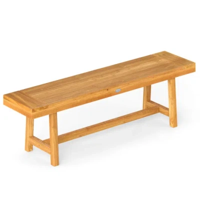 Costway 63 Inch Solid Wood Bench For Up To 3 People In Brown