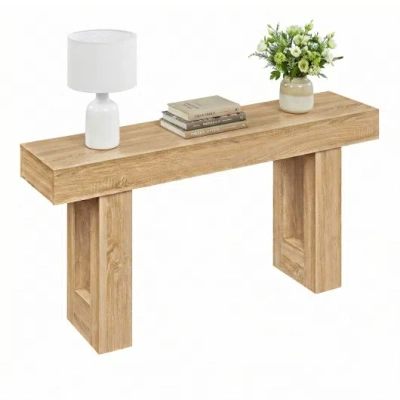 Costway 63 Inches Long Console Table Farmhouse Entryway Table With Storage-natural In Brown