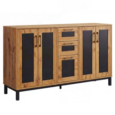 Costway 63" Sideboard Buffet Cabinet With 3 Drawers And Storage Shelves-natural In Multi