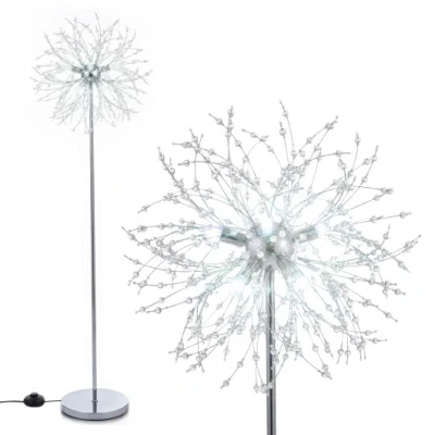 Costway 63-inch Crystal Floor Lamp With Acrylic Crystals-sliver In Multi