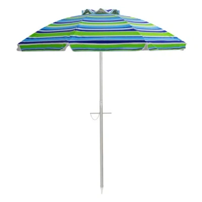 Costway 6.5 Feet Beach Umbrella With Sun Shade And Carry Bag Without Weight Base-green In Multi