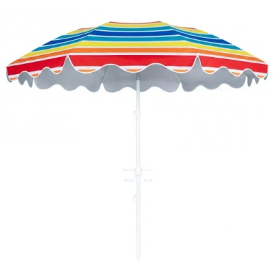 Costway 6.5 Ft Beach Umbrella Upf 50+ With Sand Anchor For Garden Pool Backyard-multicolor