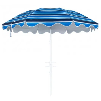 Costway 6.5 Ft Beach Umbrella Upf 50+ With Sand Anchor For Garden Pool Backyard-navy In Blue