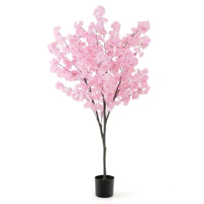 Costway 6.5 Ft Tall Artificial Cherry Blossom Tree With 900 Pink Flowers In Multi