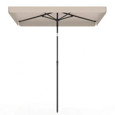 Costway 6.5 X 4.3 Feet Rectangular Outdoor Balcony Umbrella With Tilt Adjust Button-beige In Transparent