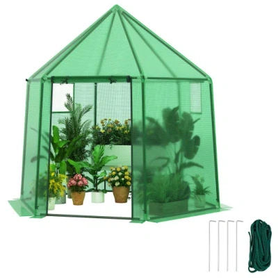 Costway 6.5 X 5.6 X 6.2 Ft Mini Walk-in Greenhouse Portable Outdoor Warm House For Winter With Pe Cover-gree