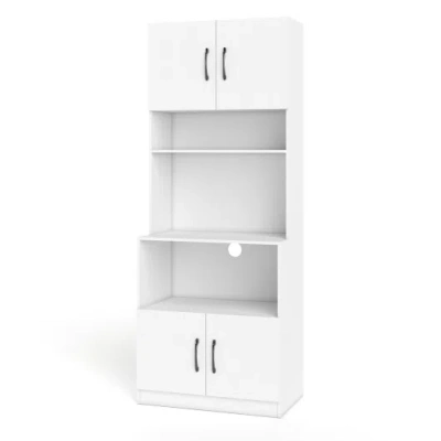 Costway 66 Inch Kitchen Pantry Cabinet With Charging Station And Adjustable Shelves For Dining Room-white In Multi