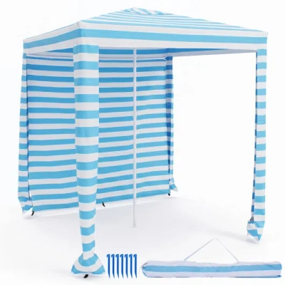 Costway 6.6 X 6.6 Feet Foldable And Easy-setup Beach Canopy With Carry Bag-blue
