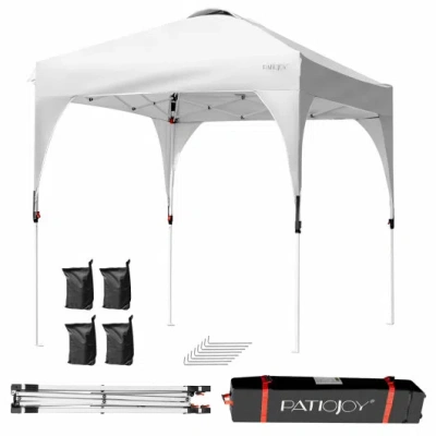 Costway 6.6 X 6.6 Ft Pop Up Height Adjustable Canopy Tent With Roller Bag-white