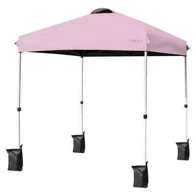 Costway 6.6' X 6.6' Pop Up Canopy Tent Instant Sun Shade Adjustable Roller Bag Pink