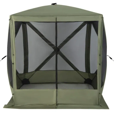 Costway 6.7 X 6.7 Feet Pop Up Gazebo With Netting And Carry Bag-green In Multi