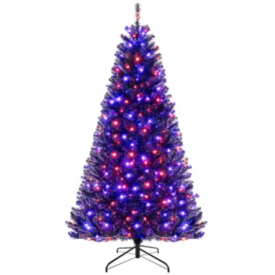 Costway 6/7/8 Feet Artificial Christmas Tree With 6 Lighting Modes And Spooky Sounds-8 Ft In Purple
