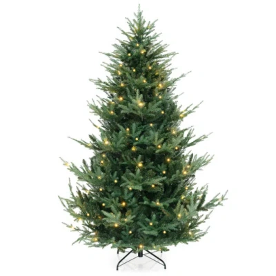 Costway 6/7/8 Ft Pre-lit Artificial Hinged Xmas Tree With 778/1480 Pvc And Pe Branch Tips-l In Green