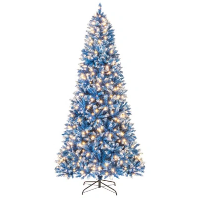 Costway 6/7/8/9 Ft Artificial Christmas Tree With 767 Snowy Branch Tips-8 Ft In Blue