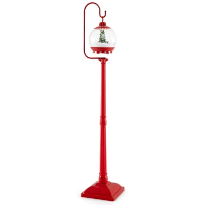 Costway 68 Inch Festive Musical Christmas Street Lamp Post With Snow Globe Lantern-red