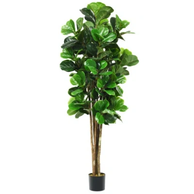 Costway 6-feet Artificial Indoor-outdoor Home Decorative Planter In Green