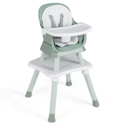 Costway 6-in-1 Convertible Baby High Chair With Adjustable Removable Tray-green In Gray