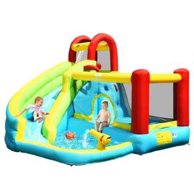 Costway 6-in-1 Inflatable Bounce House With Climbing Wall And Basketball Hoop Without Blower In Multi