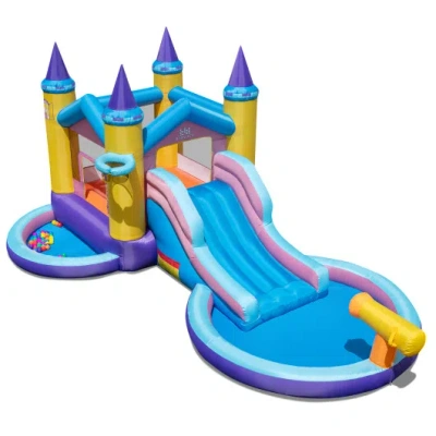Costway 6-in-1 Inflatable Kids Water Park For Yard In Animal Print