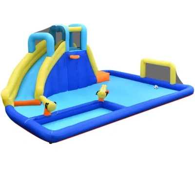 Costway 6-in-1 Inflatable Water Slide Jumping House Without Blower In Blue