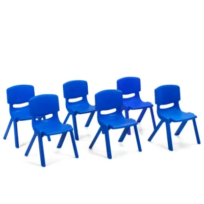Costway 6-pack Kids Plastic Stackable Classroom Chairs-blue