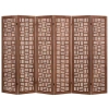 Costway 6-panel Solid Wood Room Divider Folding Partition Stand In Brown