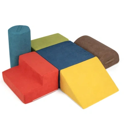 Costway 6-piece Baby Climbing Blocks With 30d High-density Foam And Carrying Handles-multicolor