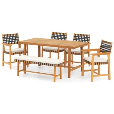 Costway 6-piece Patio Dining Set For 5-6 People Farmhouse Furniture In Multi
