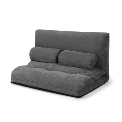 Costway 6-position Adjustable Sleeper Lounge Couch With 2 Pillows-gray