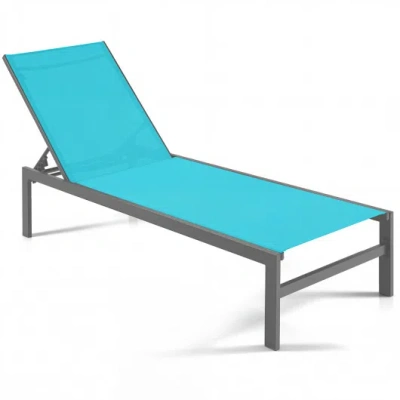 Costway 6-position Chaise Lounge Chairs With Rustproof Aluminium Frame-turquoise In Blue