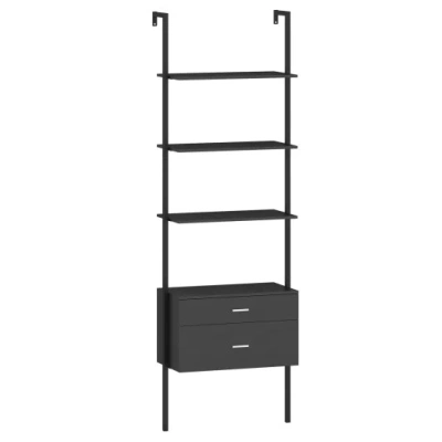 Costway 6-tier Ladder Bookcase With 2 Drawers And Metal Frame-black