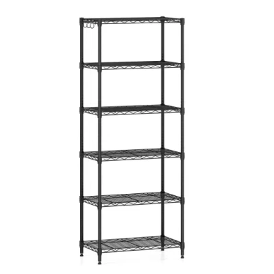 Costway 6-tier Metal Storage Shelving Unit With V-shaped Wire Rack And 900 Lbs Capacity-black