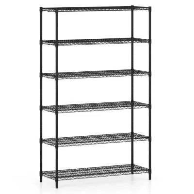 Costway 6-tier Metal Storage Shelving Unit With V-shaped Wire Rack For Home Garage-black