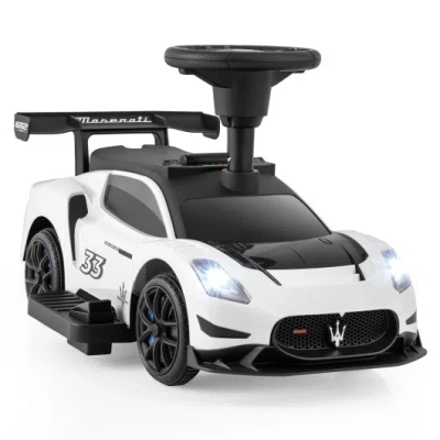Costway 6v Electric Kids Ride On Push Car Maserati Licensed With Foot Pedal And Music-white In Multi