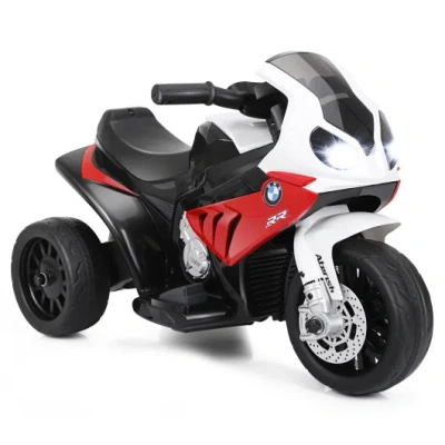 Costway 6v Kids 3 Wheels Riding Bmw Licensed Electric Motorcycle-red In Black