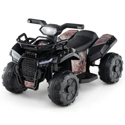 Costway 6v Kids Atv Quad Electric Ride On Car With Led Light And Mp3-solid Black