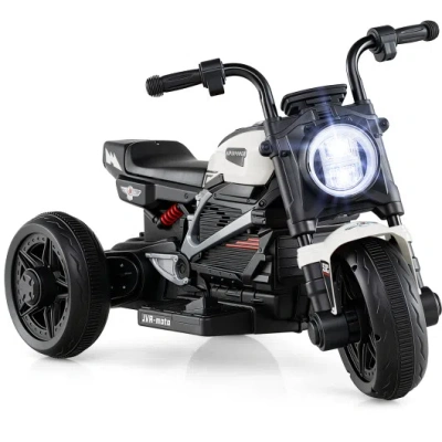Costway 6v Kids Electric Motorcycle With Led Headlight And Music For Toddlers Aged 3-5-white In Black