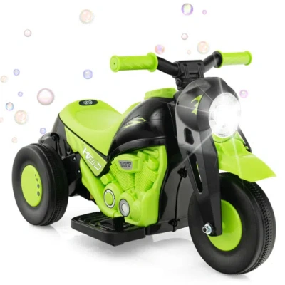 Costway 6v Kids Electric Ride On Motorcycle With Bubble Maker And Music-green