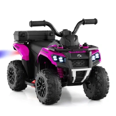 Costway 6v Kids Ride On Atv With Spray Function And Storage Box With Music-pink In Multi
