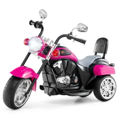 Costway 6v Powered Toddler 3-wheel Motorbike Ride On Toy With Horn And Headlight-hot Pink In Multi