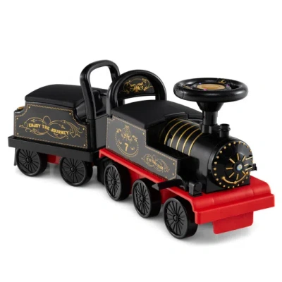 Costway 6v Ride On Train 2-seater With Carriage And Flashing Led Lights-black