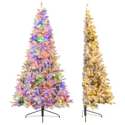 Costway 7 Feet Half Artificial Christmas Tree With 852 Pe & Pvc Branch Tips And 9 Modes-m In Multi
