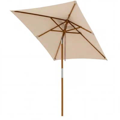 Costway 7 Feet Outdoor Rectangular Patio Umbrella With 3 Adjustable Heights-beige