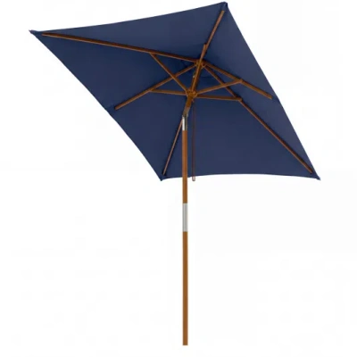 Costway 7 Feet Outdoor Rectangular Patio Umbrella With 3 Adjustable Heights-navy In Black