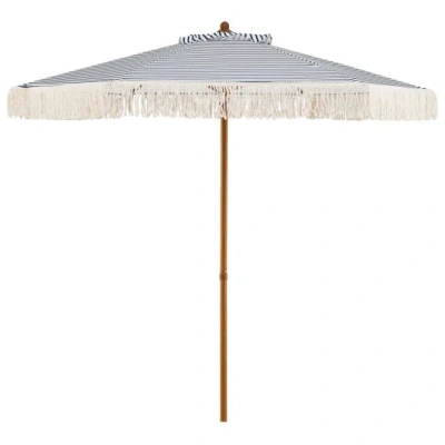 Costway 7 Feet Patio Umbrella With Fringe Sun-protective Beach Umbrella With Boho Tassel-blue In Yellow