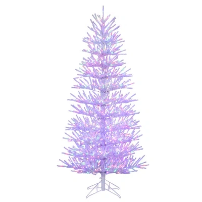 Costway 7 Ft Artificial Pre-lit Christmas Tree Hinged Xmas Tree With 820 Coral-like Branch Tips In Purple